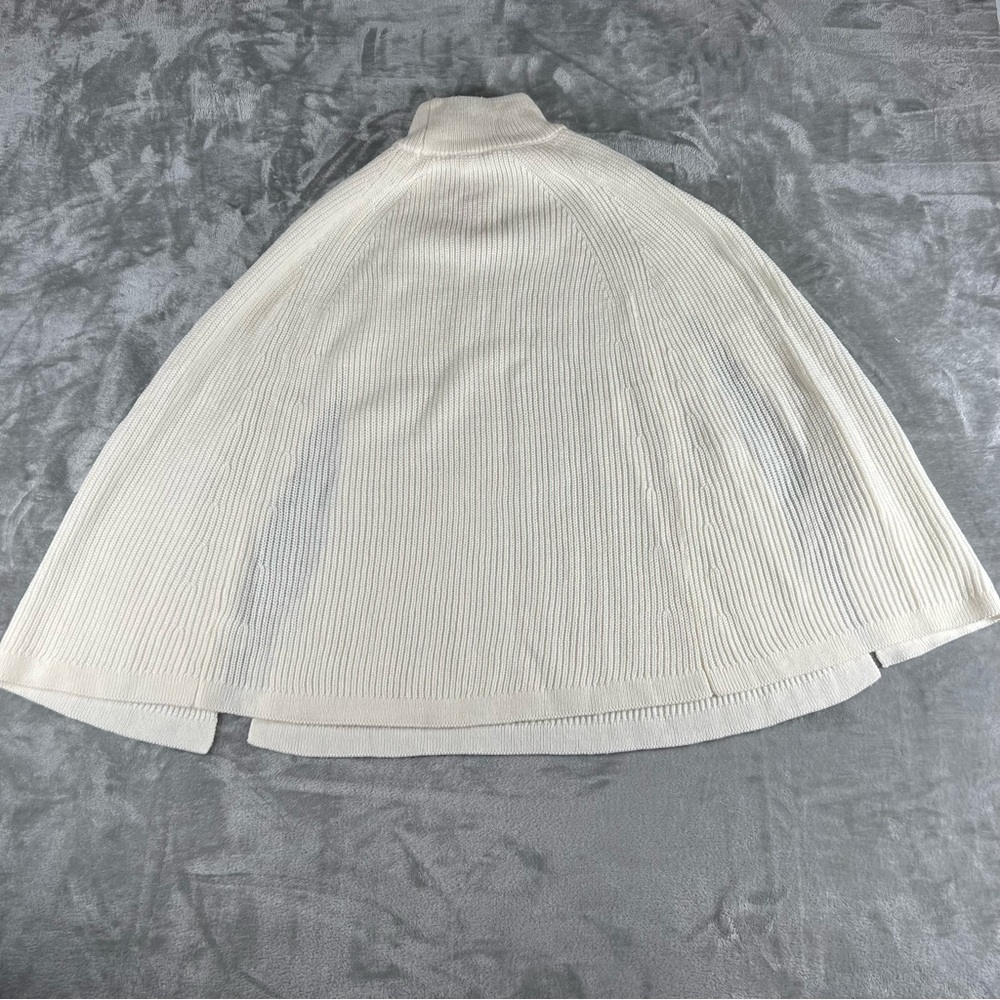 NWT Linda Anderson Sweater Women's One Size Cream Shawl Poncho Knit Cape Y2K - Picture 7 of 13